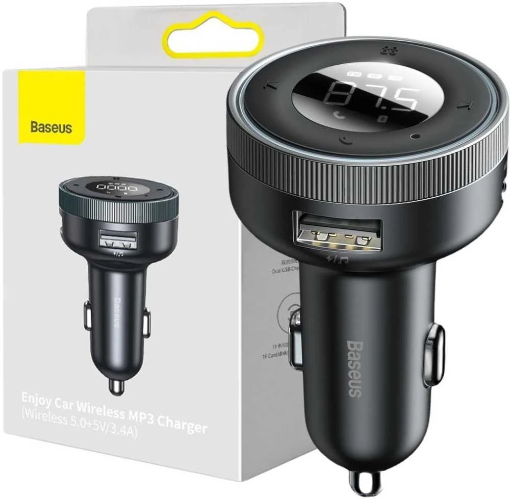 Baseus FM moduliatorius Bluetooth USB Micro SD - Juodas