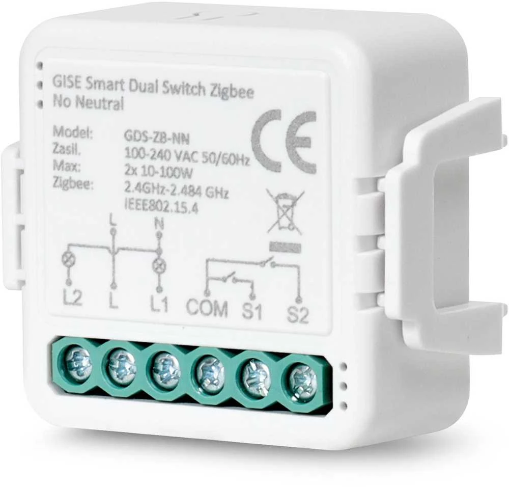 GISE išmanusis dvigubos relės modulis (ne N) Zigbee | Tuya | GDS-ZB-NN