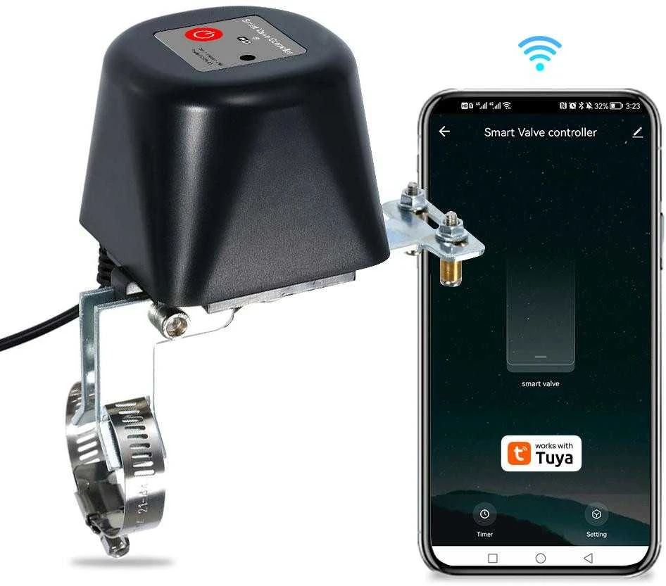 GISE išmanusis vandens / dujų vožtuvų valdiklis su „Wi-Fi“ | Tuya | GV-WF