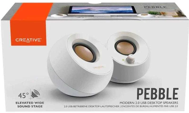 Kompiuterio kolonėlės Garsiakalbių rinkinys kompiuteris Creative Pebble 2.0 51MF1680AA001 (2.0, baltos spalvos)