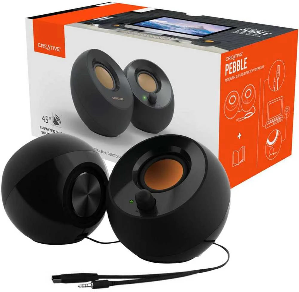 Kompiuterio kolonėlės Speaker Set computer Creative Pebble 2.0 51MF1680AA000 (2.0, juodos spalvos)