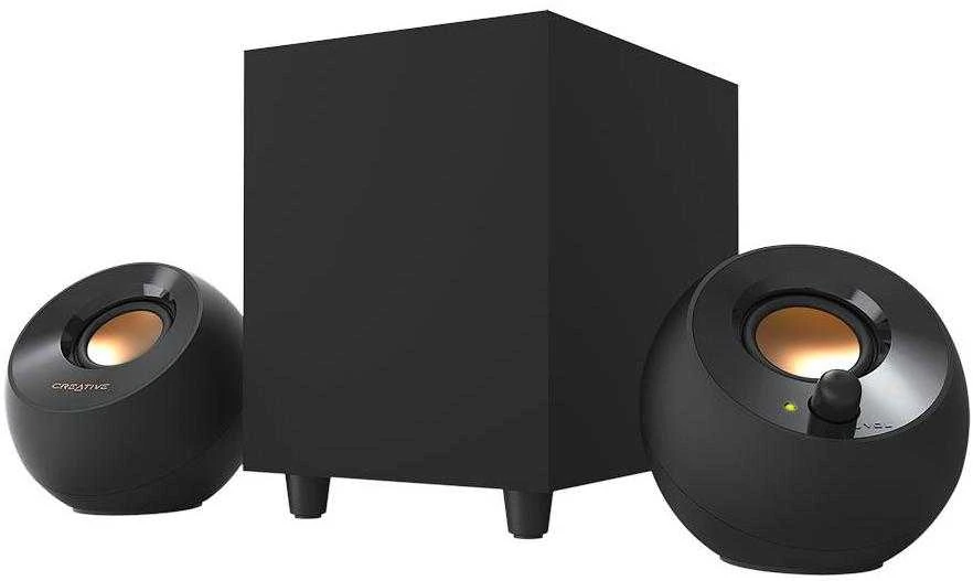 Kompiuterio kolonėlės Creative stalinės kolonėlės 2.1 „Pebble Plus“ su žemųjų dažnių garsiakalbiu, juodas
