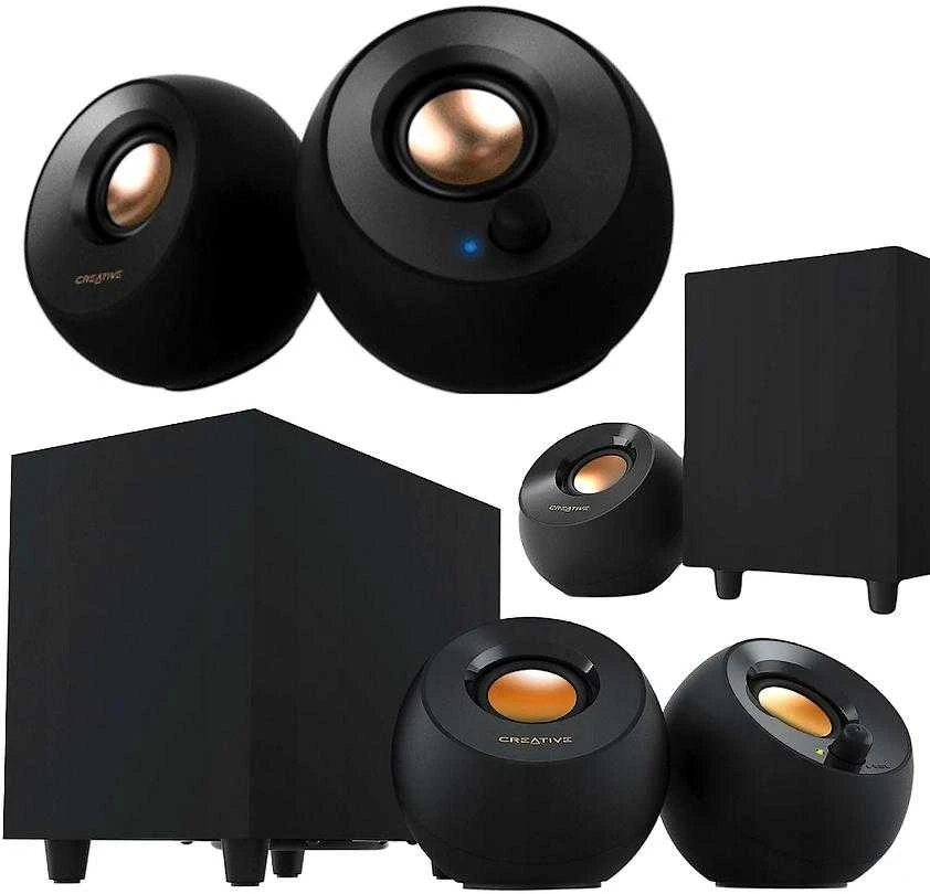Kompiuterio kolonėlės Creative stalinės kolonėlės 2.1 „Pebble Plus“ su žemųjų dažnių garsiakalbiu, juodas