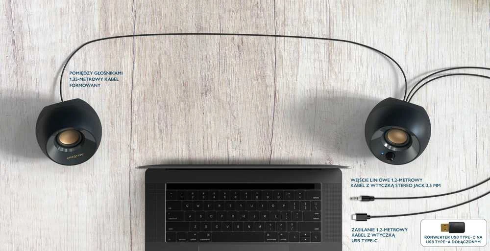Kompiuterio kolonėlės Creative kompiuterinės kolonėlės 2.0 Pebble V2 juodos spalvos USB-C