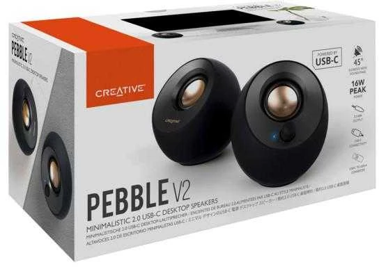 Kompiuterio kolonėlės Creative kompiuterinės kolonėlės 2.0 Pebble V2 juodos spalvos USB-C