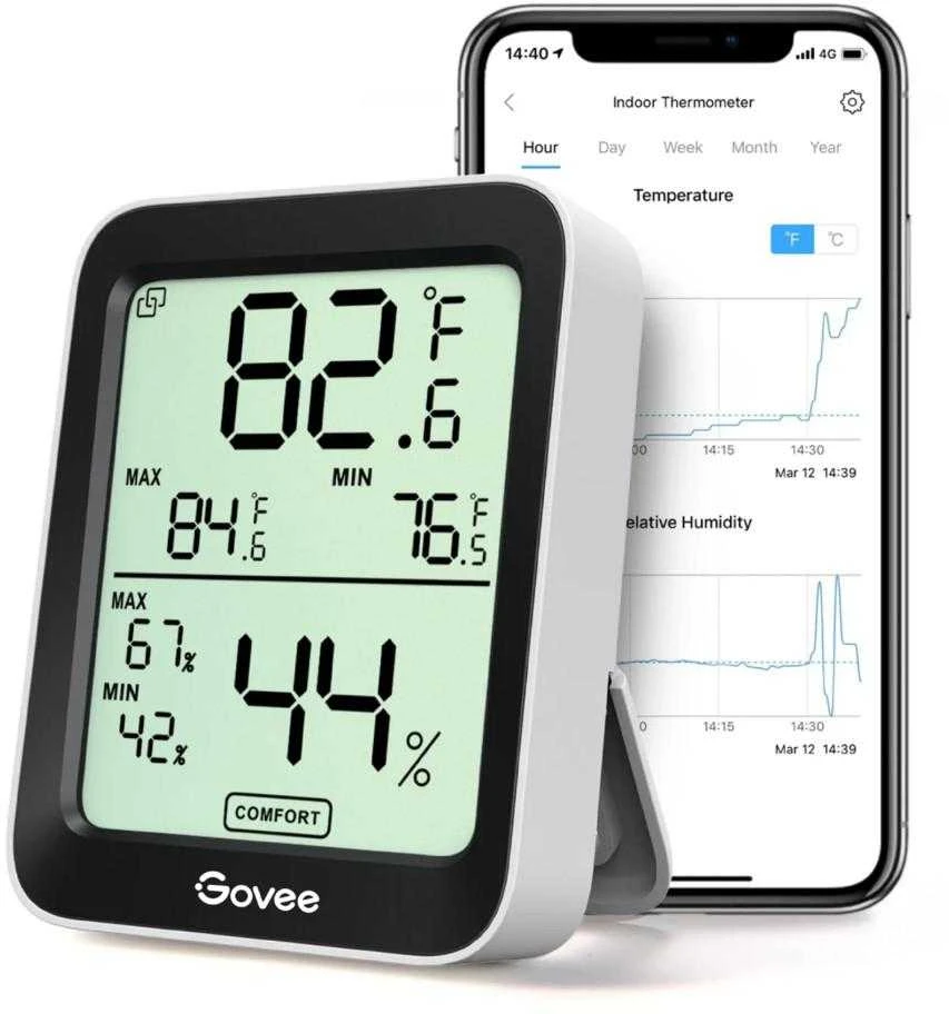Govee H5075 Bluetooth termometras hidrometras su ekranu