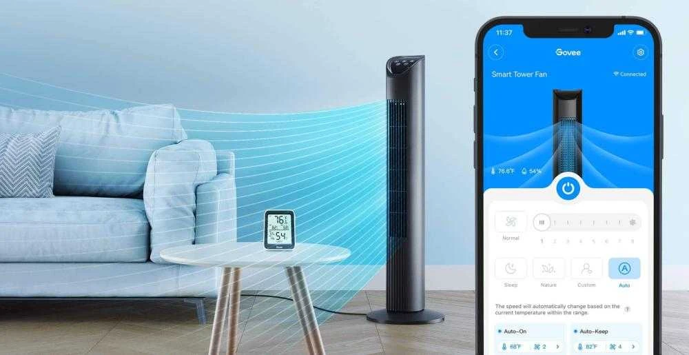 Govee H5075 Bluetooth termometras hidrometras su ekranu