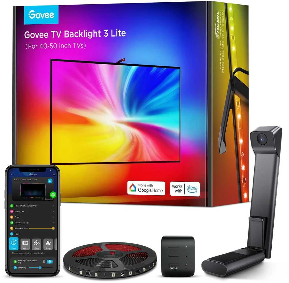Govee H6097 TV Backlight 3 Lite | pašvietimas dla TV 40-50 cali, RGBICW, Wi-Fi+Bluetooth