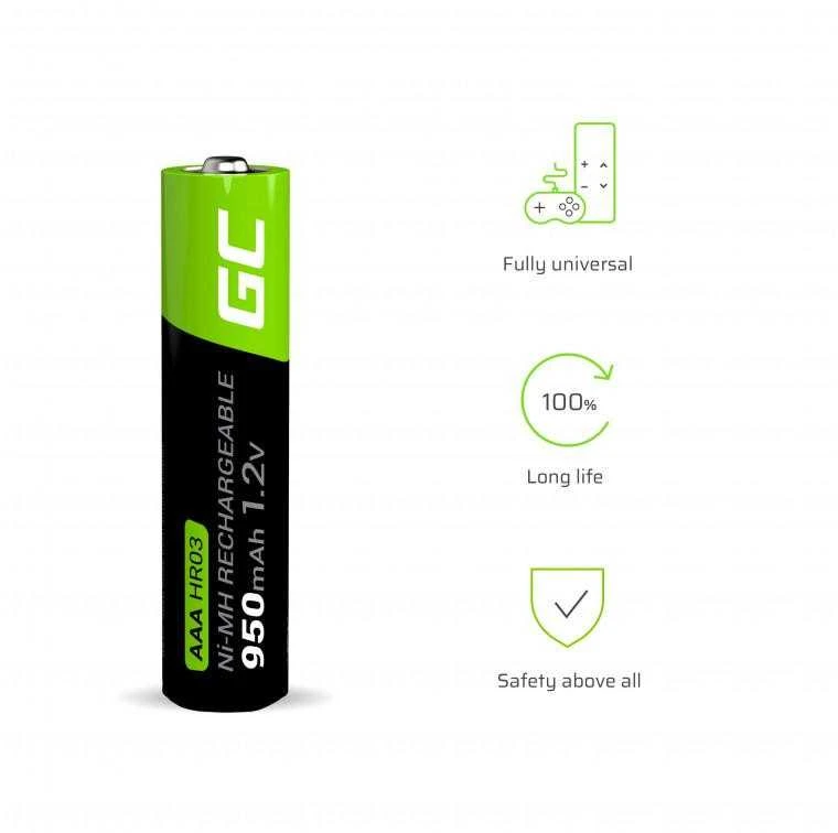 Green Cell AAA akumuliatorius su savybių grafika