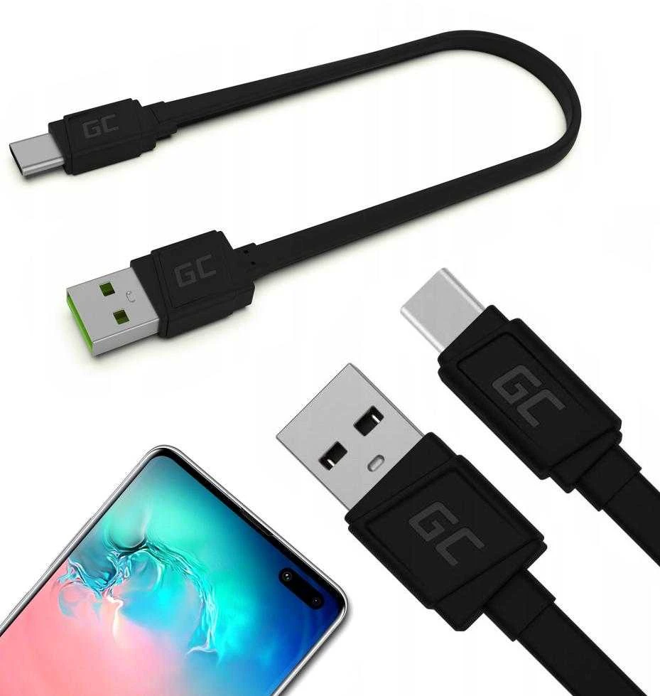 Green Cell Žalias Cell GREENCELL KABGC03 GCmatte USB-C Plokščias laidas 25 cm su greitu įkrovimu