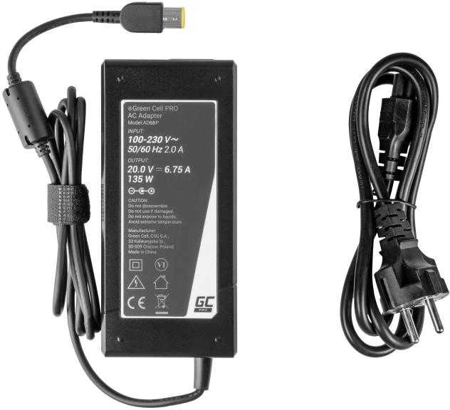 GREENCELL AD68P įkroviklis / kintamosios srovės adapteris Žalias Cell PRO 20V 6.75A 135W, skirtas Lenovo Y70 Y50-70 Y70 Y70