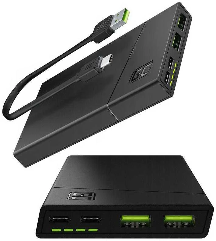 Green Cell Žalias Cell Žalias CELL Power Bank PowerPlay10 10000mAh USB-C 18W PD ir 2x USB-A GC Ultra Charge