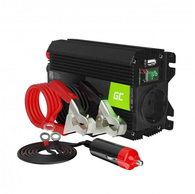 Green Cell Žalias Cell Inverteris 12V/230V 300W/600W sinusinė išėjimo įtampa Žalias Cell su USB