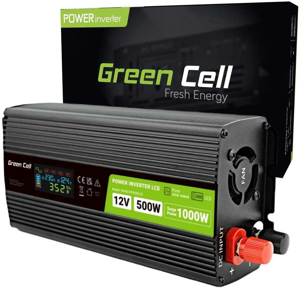 Green Cell Žalias Cell Automobilio maitinimo inverteris Žalias Cell® 12V–230V, 500W/1000W