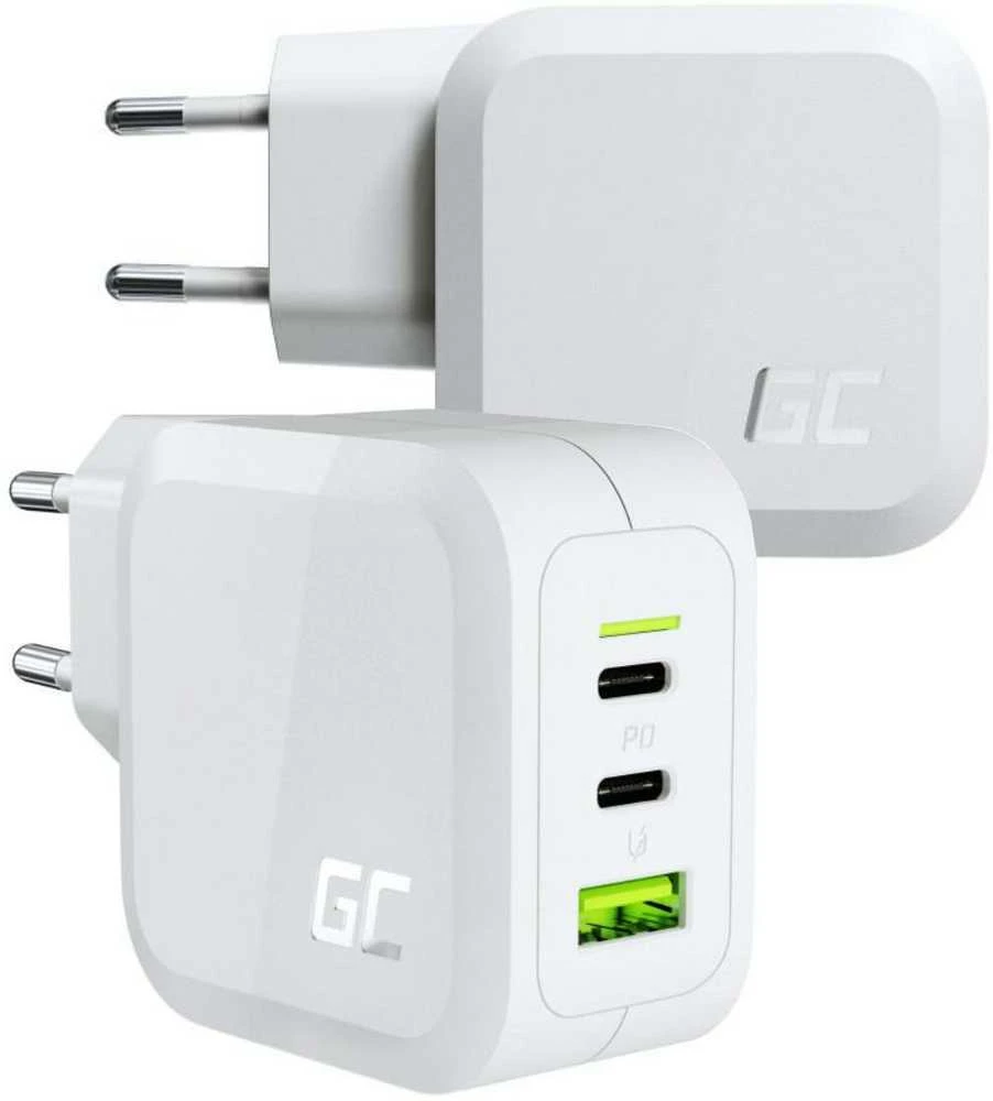 Green Cell Žalias Cell Žalias Cell įkroviklis 65W GaN GC PowerGan - 2x USB-C, 1x USB-A - baltas