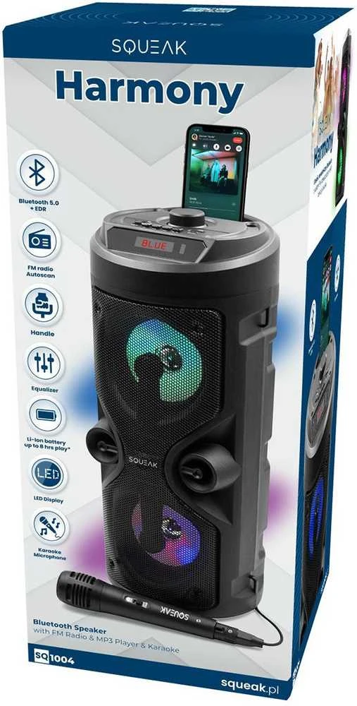 Karaokės Garsiakalbis - Squeak SQ1004 Bluetooth 5.0 Nešiojamas Juodas