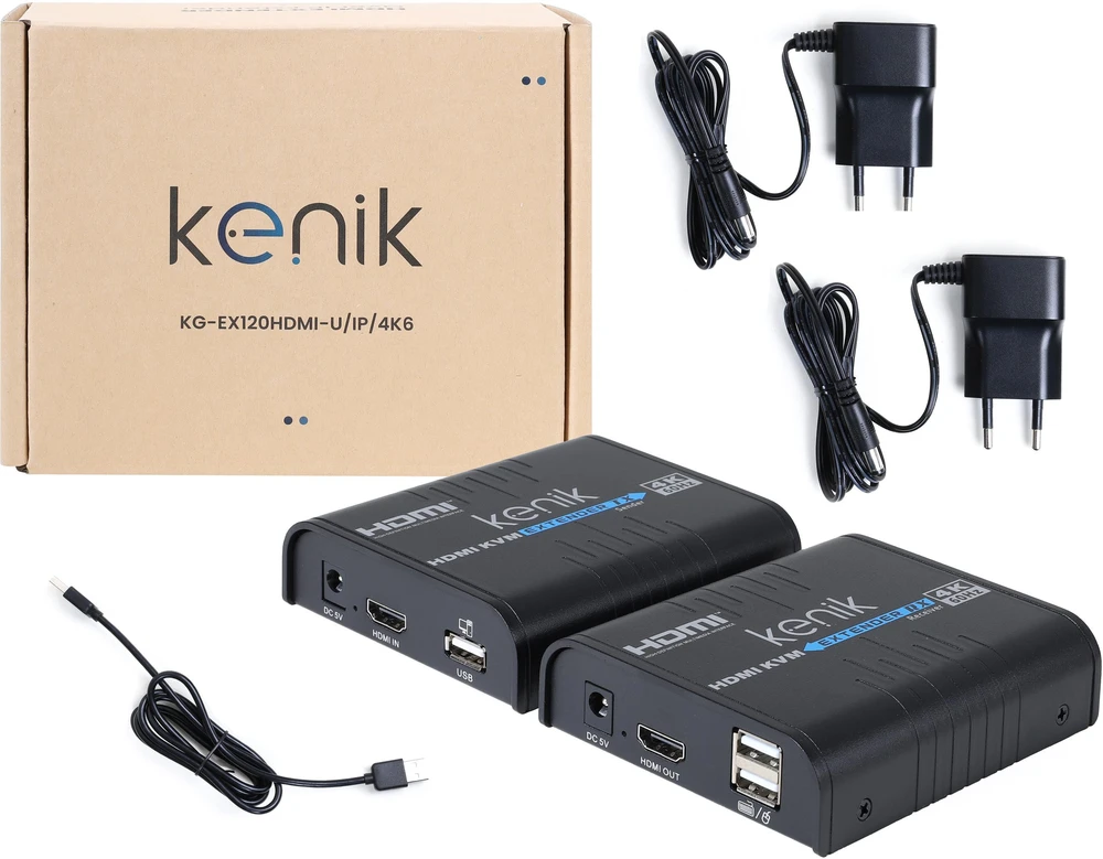 Kenik HDMI KVM ilgintuvų komplektas su maitinimo šaltiniais