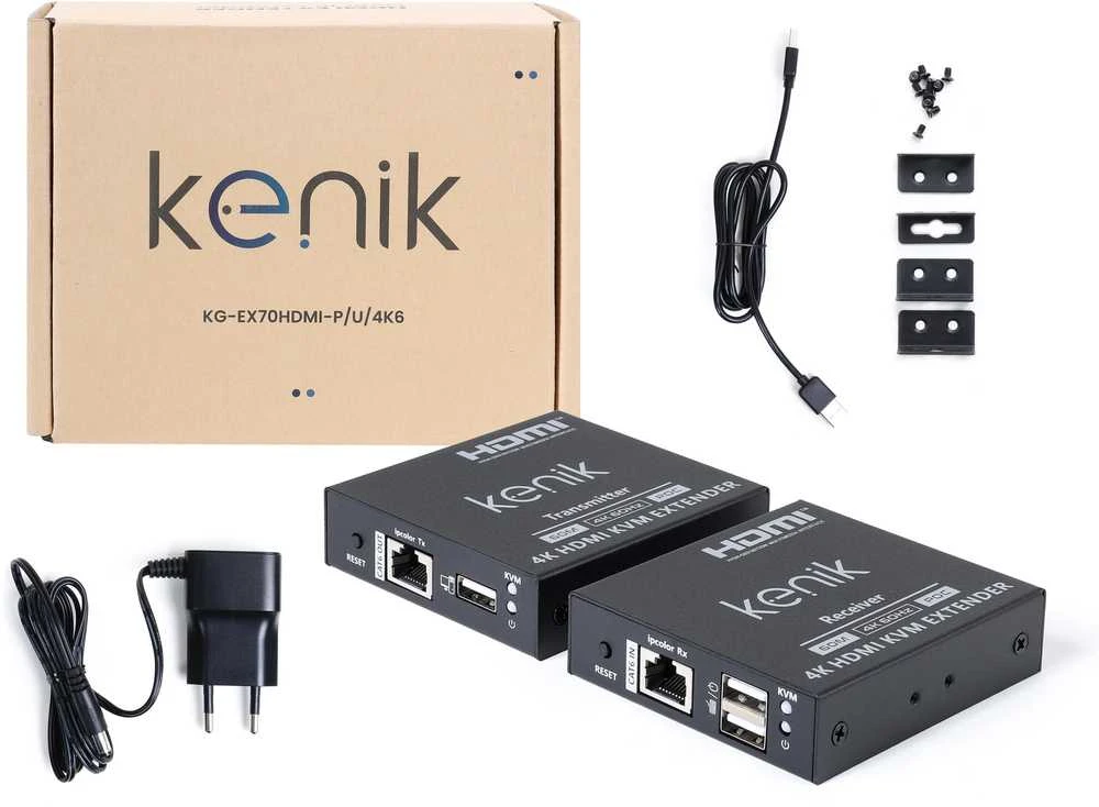 HDMI ilgintuvas Kenik KG-EX70HDMI-P/U/4K6 vaizdo įrašas + pelė per susuktą porą