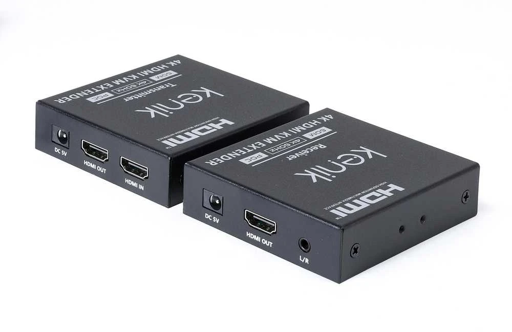Kenik HDMI ilgintuvo siųstuvas ir imtuvas su jungtimis