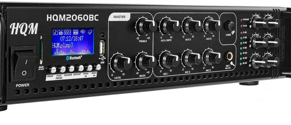 Stiprintuvas HQM2060BC su FM radijo, MP3 ir „Bluetooth“ funkcijomis, 60 W