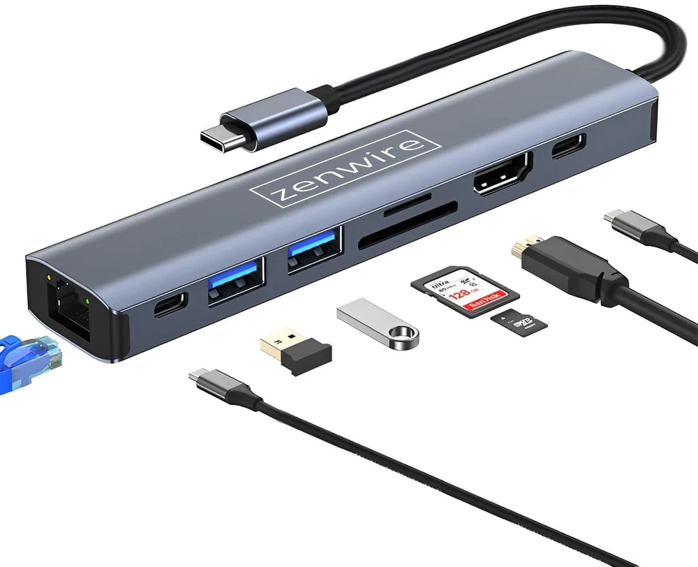 USB ŠAKOTUVAS „Zenwire“ USB-C ŠAKOTUVO Adapteris ADAPTERIS 8in1 HDMI Gigabit Ethernet „Macbook Pro Air M4“