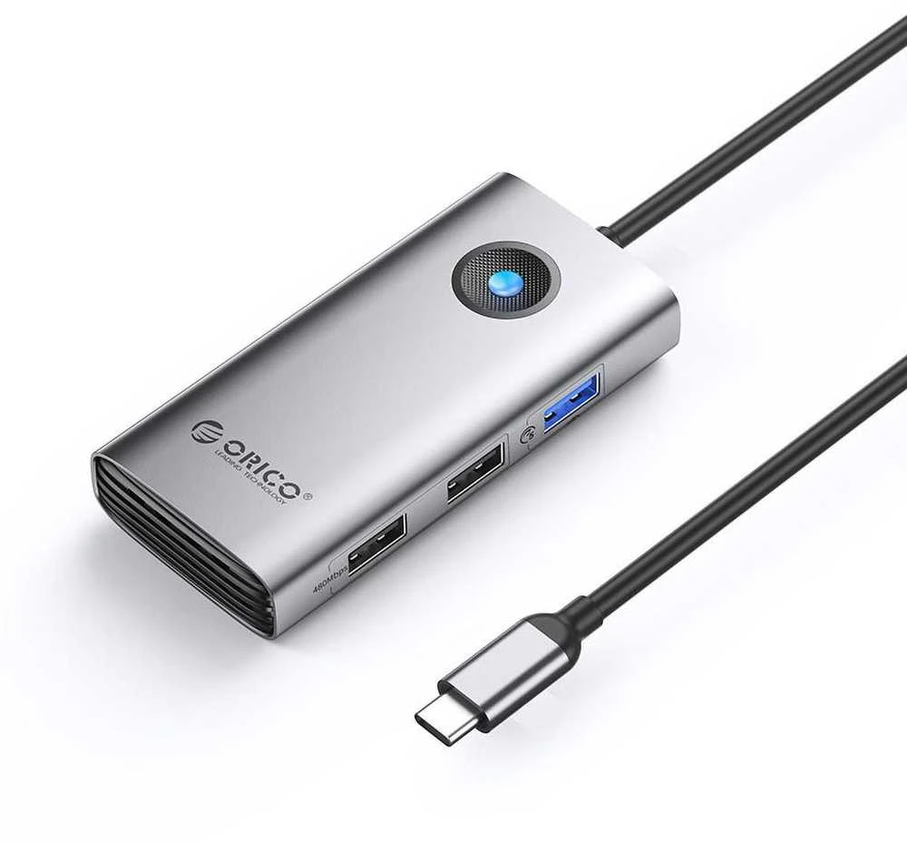 Orico 5in1 HUB su USB jungtimis ir indikatoriumi