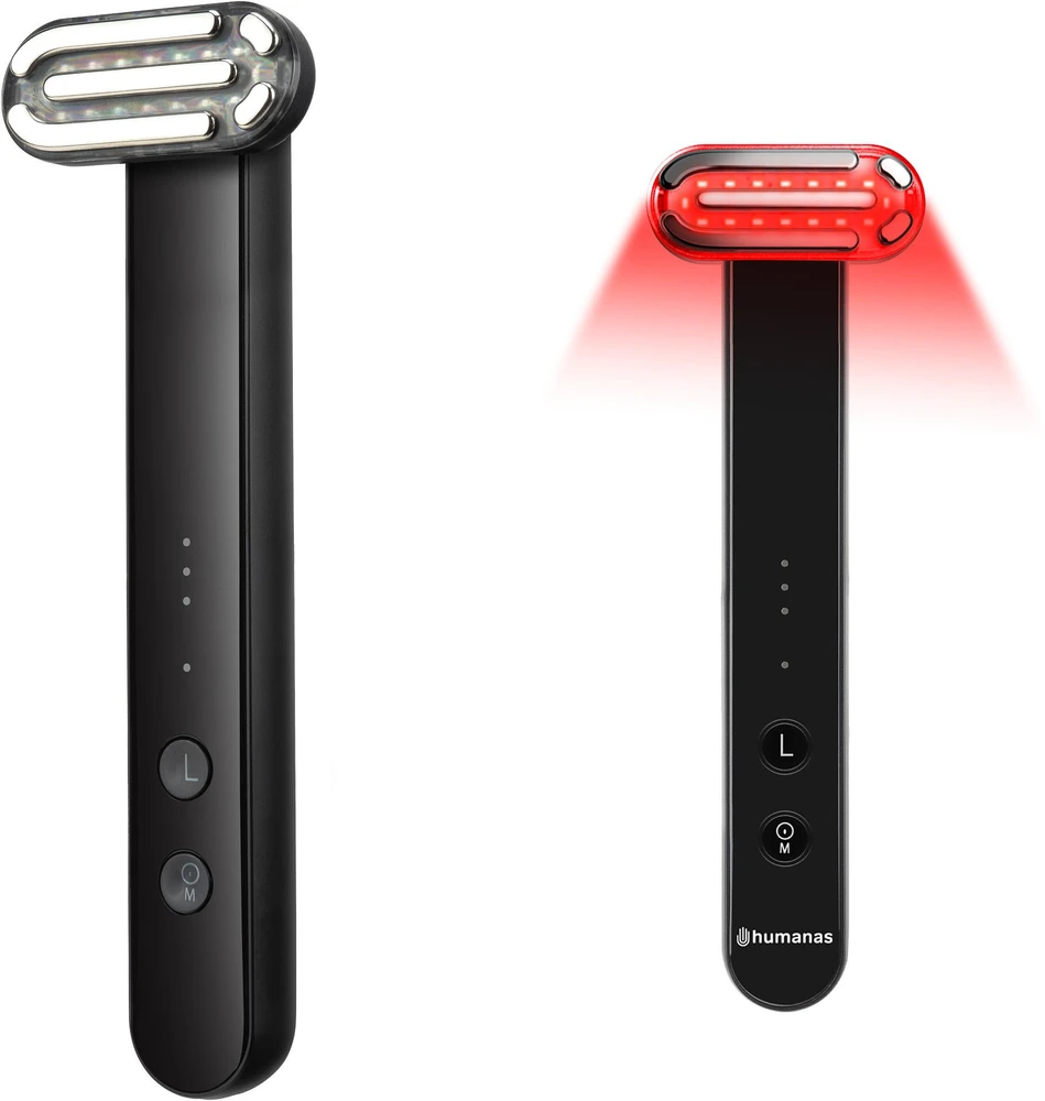 Sveikata ir Asmeninė Priežiūra - Humanas Aurora Sonic Facelift Massager EMS Raudona Šviesa Juodas