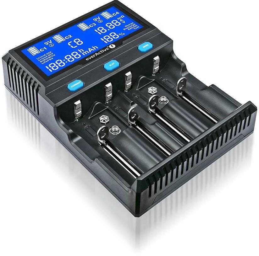 everActive profesionalus 4 x Ličio ir AA/AAA/C/D/9V Ni-MH akumuliatorių kroviklis UC4200