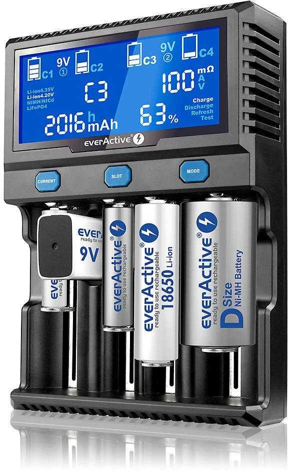 everActive profesionalus 4 x Ličio ir AA/AAA/C/D/9V Ni-MH akumuliatorių kroviklis UC4200