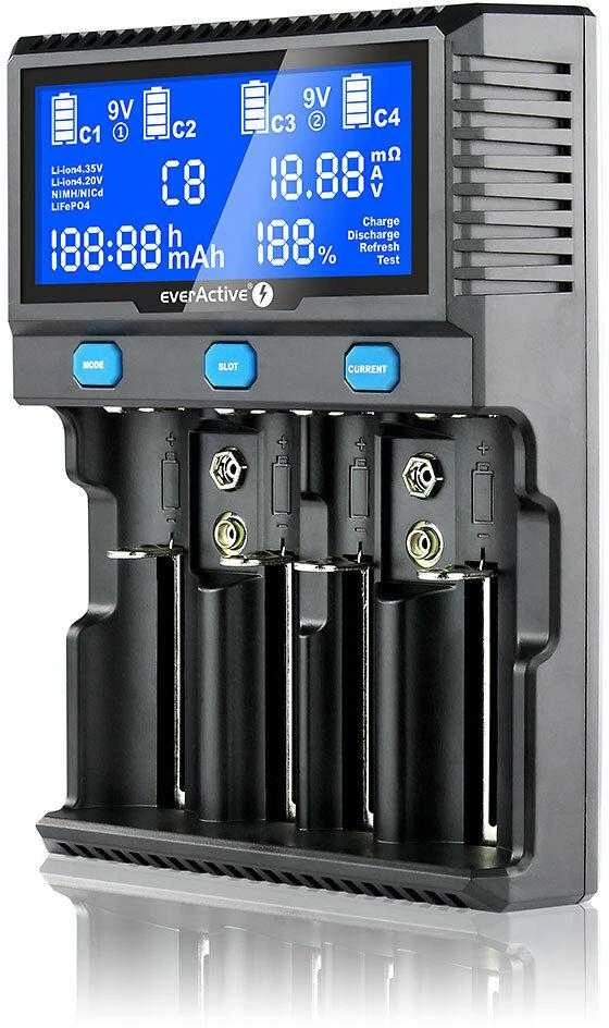 everActive profesionalus 4 x Ličio ir AA/AAA/C/D/9V Ni-MH akumuliatorių kroviklis UC4200