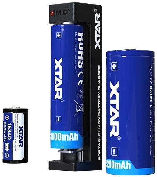 Baterijų Įkroviklis - Xtar MC1 USB-C Ličio Jonų Įkroviklis 18650/21700 Baterijoms, Juoda
