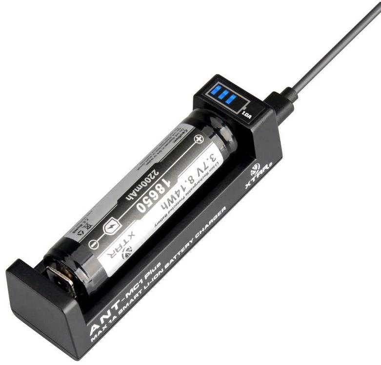 Baterijų Įkroviklis - XTAR MC1+ ANT 3.7V Li-ion USB-C 0.5A/1A Juodas