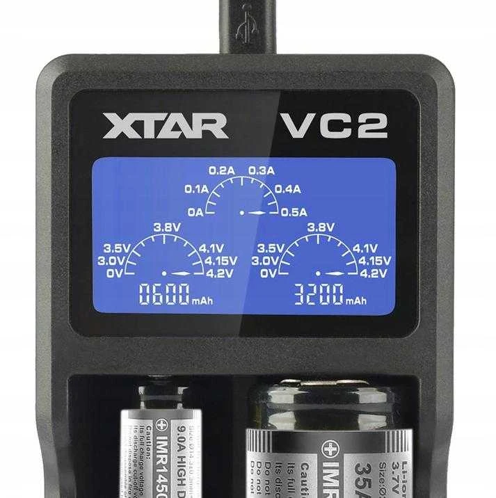 Cilindrinių ličio jonų / Ni-MH AA / AAA / 18650 baterijų įkroviklis Xtar VC2