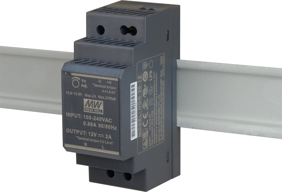 ĮKROVIKLIS IMPULSOWY NA SZYNĘ DIN MEAN WELL HDR-30-12 12V/30W/2A
