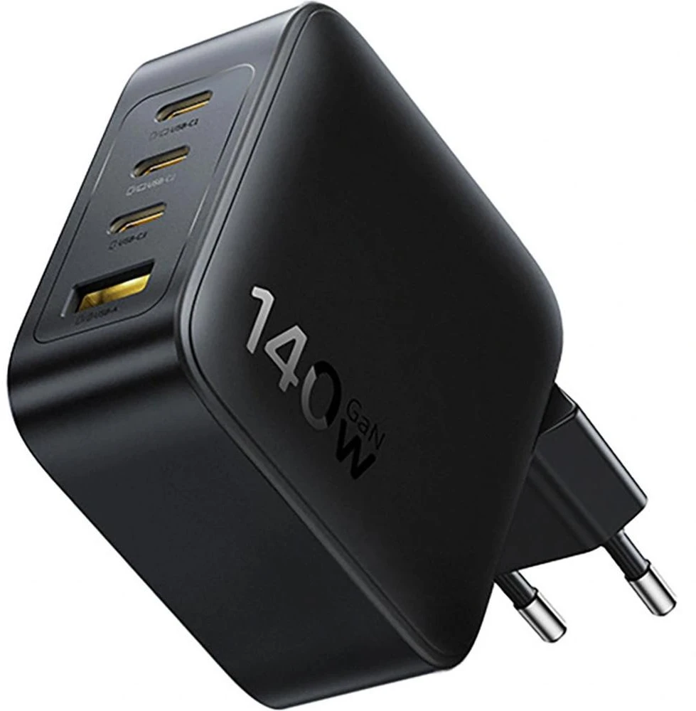Baseus Sieninis įkroviklis EnerFill FH11 140W USB-A + 3xUSB-C QC PD3.1, juodas