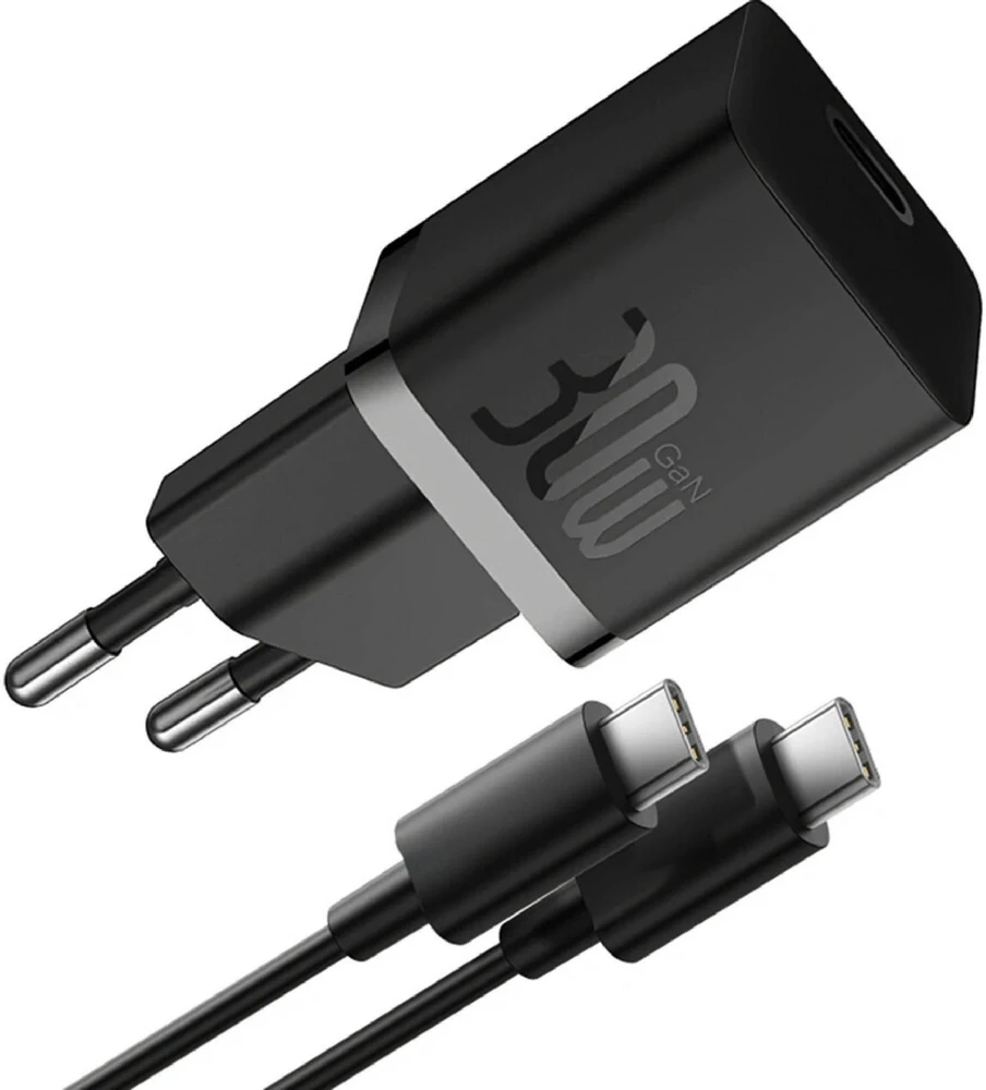 Baseus GaN5 30W su kablem 100W USB-C do USB-C - juoda