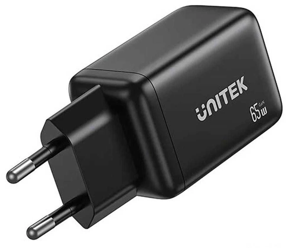 Unitek Įkroviklis jungiama į tinklą 3-portowa GaN 65W, 2xUSB-C, USB-A, PD 3.0, juoda