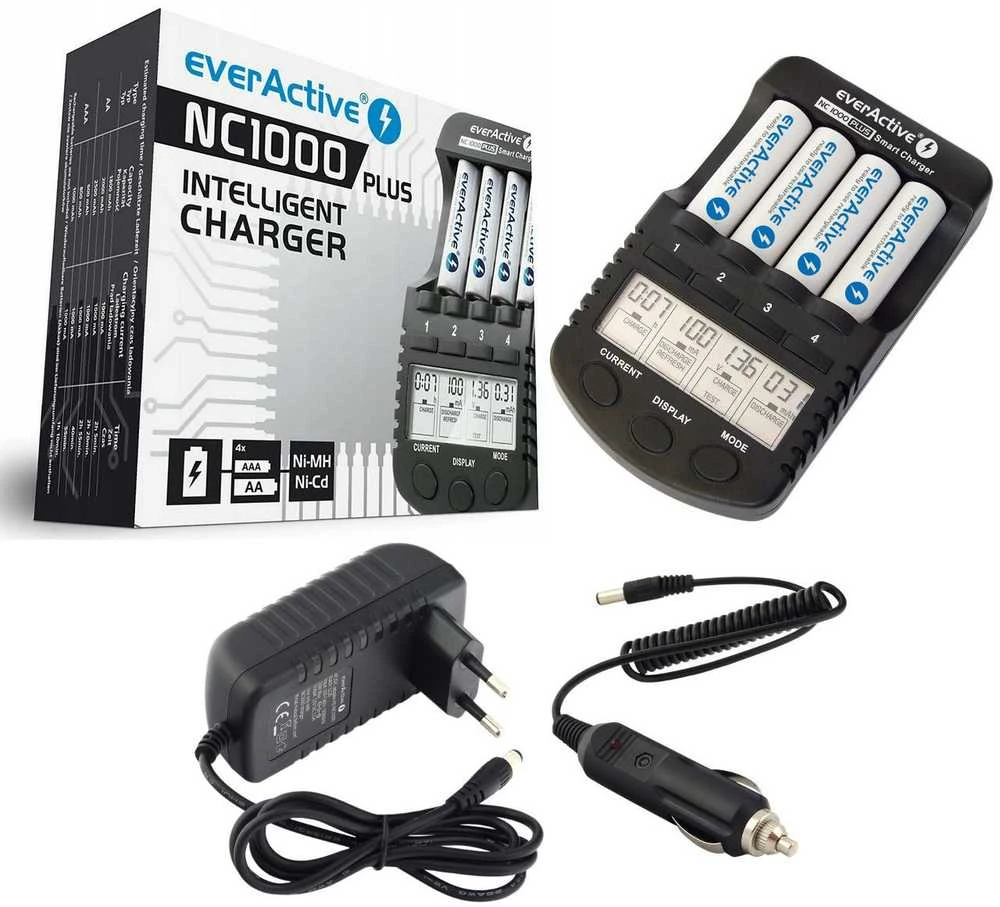 everActive profesionalus AA/AAA elementų įkroviklis NC-1000 PLUS