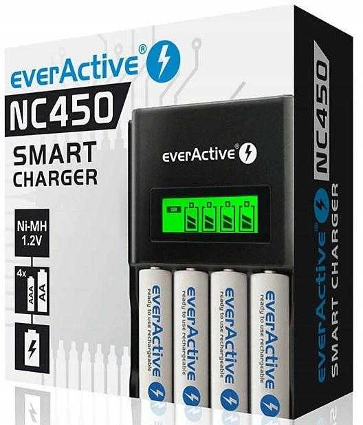 everActive automatinis AA/AAA elementų įkroviklis su LCD ekranu NC-450 Juodas
