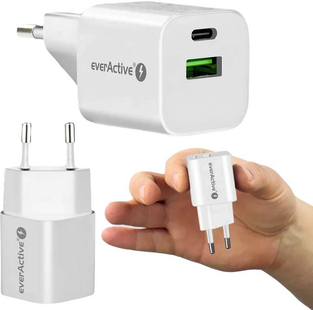 everActive 5-12V USB QC 3.0 ir USB-C PD PPS 30W GaN įkroviklis SC-390Q