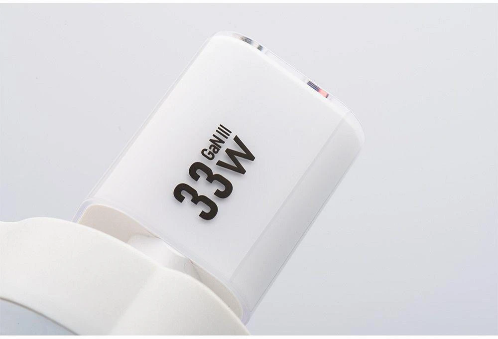 Telefono įkroviklis Forcell F-Energy GaN III Crystal Color USB C + USB A QC4.0 PD 33W + silikoninis laidas USB C į USB C VT-41 baltas 0INT
