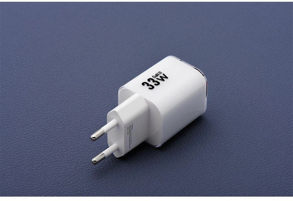 Telefono įkroviklis Forcell F-Energy GaN III Crystal Color USB C + USB A QC4.0 PD 33W + silikoninis laidas USB C į USB C VT-41 baltas 0INT