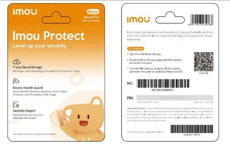 IMOU Protect Basic dovanų kortelė (metinis planas)