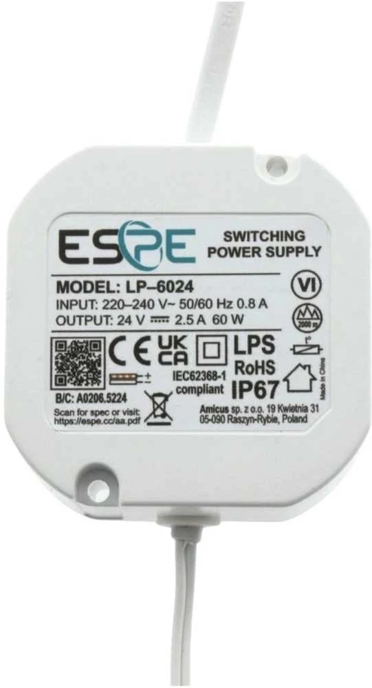 Impulsinis maitinimo šaltinis ESPE LP-6024 24V/60W/2.5A IP67