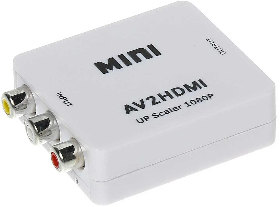 Baltas AV į HDMI adapteris su RCA jungtimis