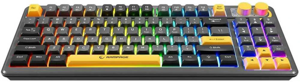 Klaviatūra žaidimams Rampage Cyclone Knob su laidu membraninė su pašvietimu juoda