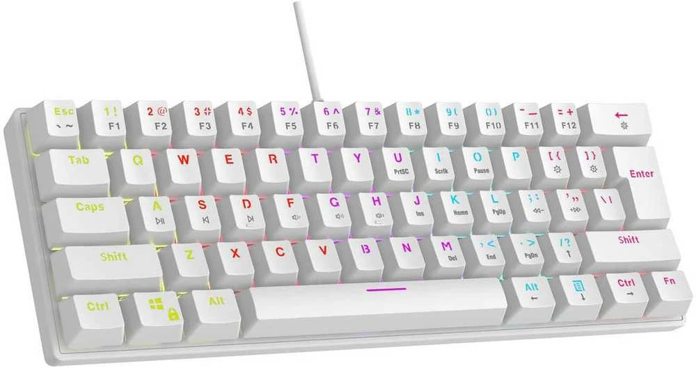 Mėlyna Klaviatūra žaidimams Rampage PLOWERK60 RMP Mėlyna su laidu mechaninė su pašvietimu balta