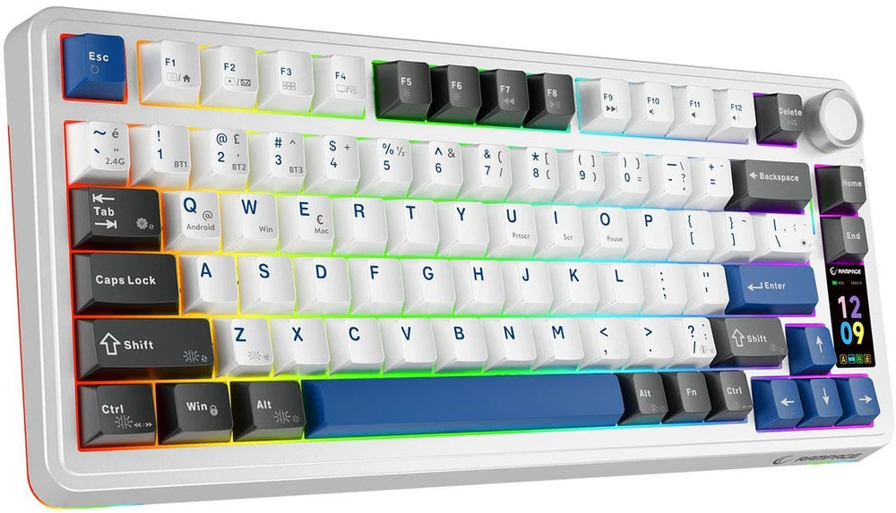 Klaviatūra žaidimams Rampage Quell Pro Leobog Star Vector belaidė mechaninė su pašvietimu balta