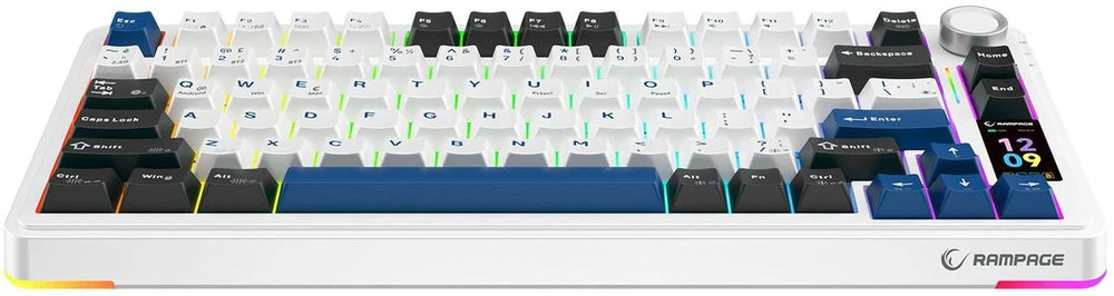 Klaviatūra žaidimams Rampage Quell Pro Leobog Star Vector belaidė mechaninė su pašvietimu balta