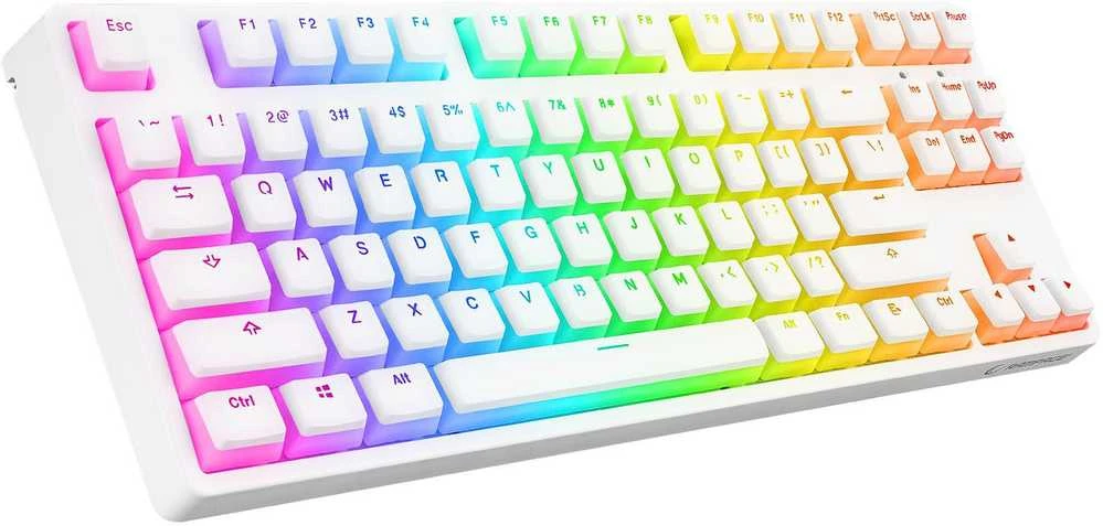 Klaviatūra žaidimams Rampage Ghost TKL Huano Raudona Switch su laidu mechaninė su pašvietimu balta